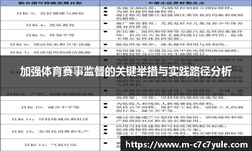 加强体育赛事监督的关键举措与实践路径分析